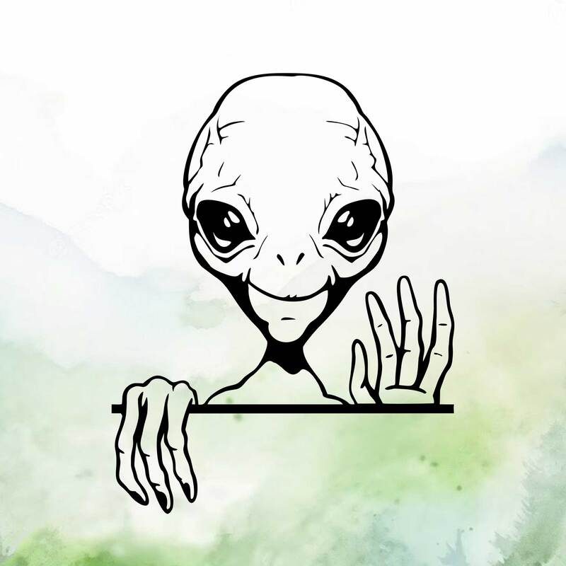 Silhouette of alien waving