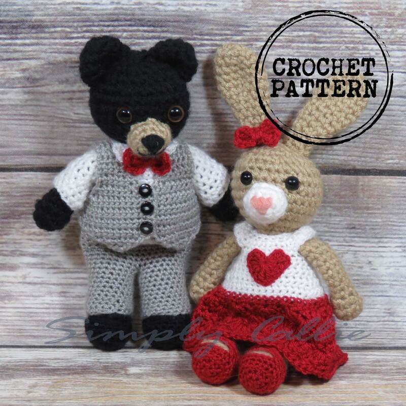 Crochet pattern Valentine's Day dress and vest with bowtie.