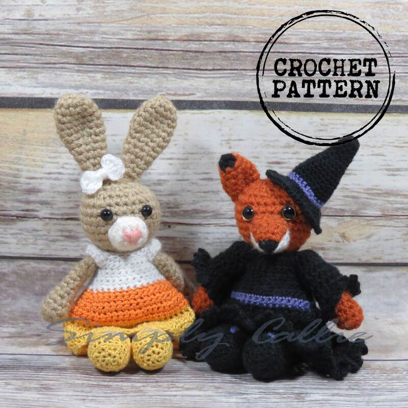 Crochet pattern for Halloween costumes, candy corn dress and witch.