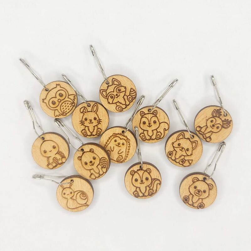 Cute woodland animals crochet stitch markers cut from wood